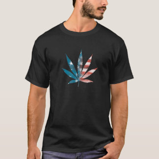 T-shirt Weed tendance Le peuple américain Drapeau feuille
