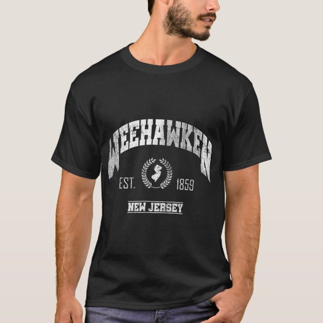 T-shirt Weehawken Nj New Jersey Vintage Throwback  (Devant)