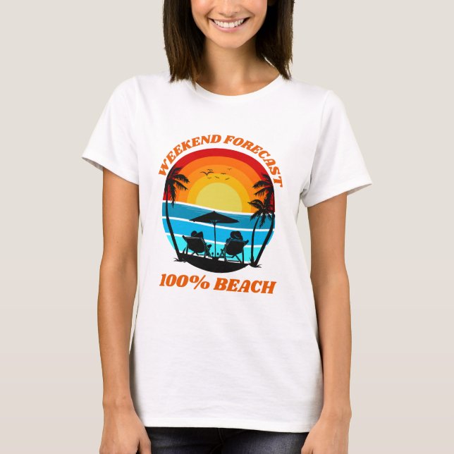 T-shirt Week-end Prévision Plage Vibes océaniques (Devant)