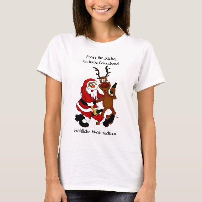 T-shirt Weihnachtsmann mit Elch (Devant)