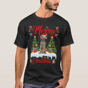 T-shirt Weimaraner Amoureux des chiens éclairage Santa Ha
