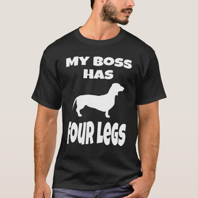 T-shirt Weiner Chien Dachshund Maman Papa Mon Patron A Qua (Devant)