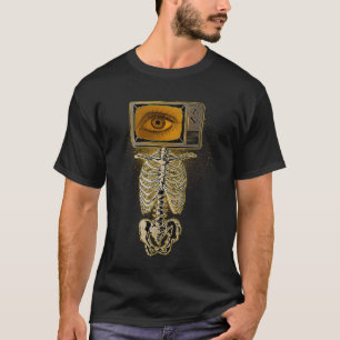 T-shirt Weirdcore Skeleton TV Head Cosplay X ray Radiologi