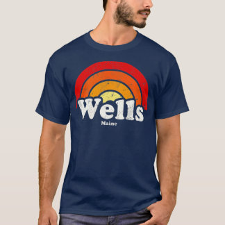 T-shirt Wells Maine ME Vintage les années 70 Retro Rainbow