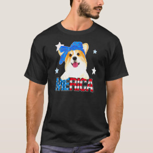 T-shirt Welsh Corgi Merica Drapeau Américain Bandana 4 Jui