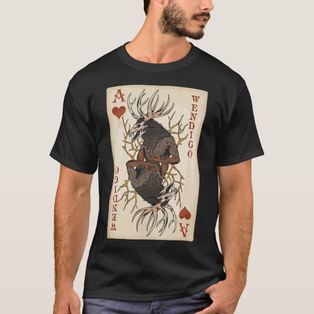 T-shirt Wendigo - Cryptid Original Jouer Carte Tarot Ace (Devant)