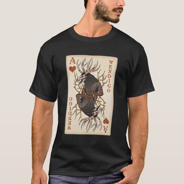 T-shirt Wendigo Original Cryptid Jouer Carte Tarot Ace De (Devant)