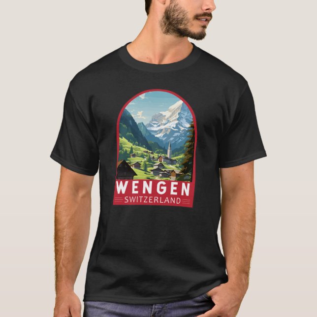 T-shirt Wengen Suisse Travel Art Vintage (Devant)
