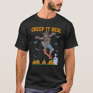 T-shirt Werewolf Skater Halloween Skateboarding Creep It R