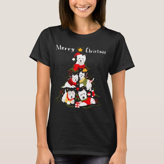 T-shirt West Highland White Terrier Westie Christmas Tree  (Devant)
