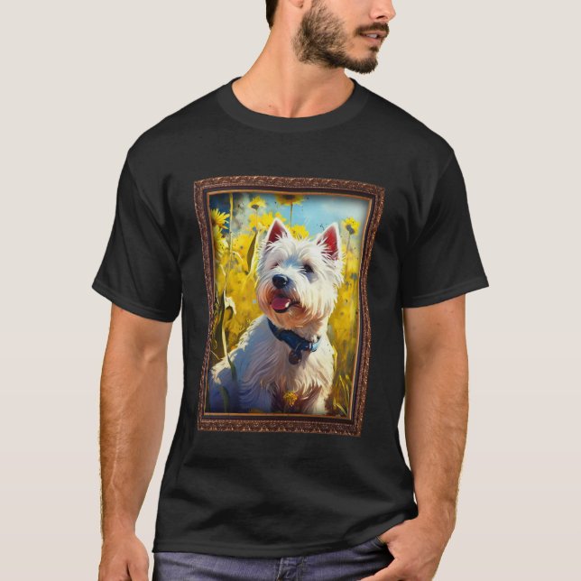 T-shirt West Highland White Terrier Westie Peinture Sunflo (Devant)
