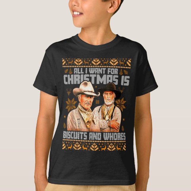 T-shirt Western Biscuits And S Christmas Ugly  (Devant)