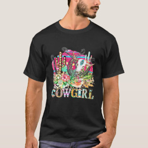 T-shirt Western Cactus Texas Cowgirl Cow Bull Skull Rodeo