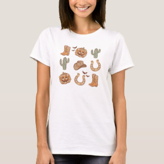 T-shirt Western Country Cowboy Boot Citrouille Halloween