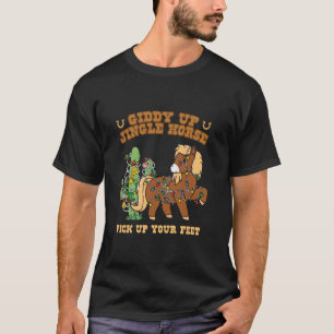 T-shirt Western Cowboy Christmas Giddy Up Jingle Horse Mer