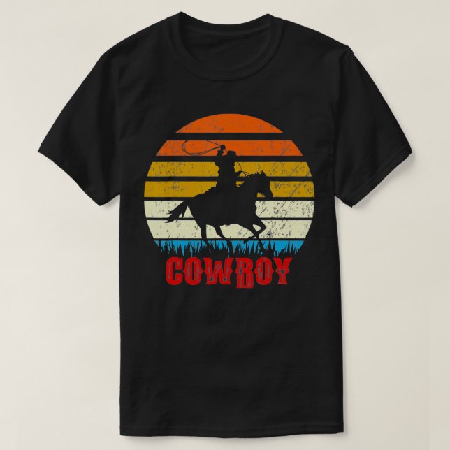 T-shirt Western Cowboy Rodeo Horse Style rétro Soleil Vint (Design devant)