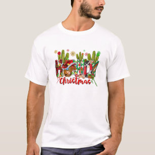 T-shirt Western Howdy Cowboy Casquette Et Cactus De Vache 
