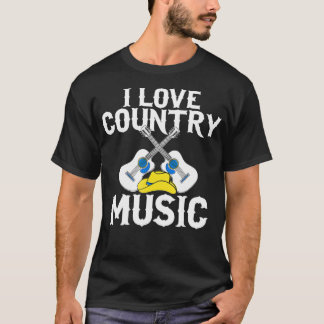 T-shirt Western I Love Country Music USA Line Dance Campfi