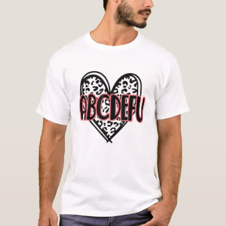 T-shirt Western Leopard Heart ABCDEFU Love You Funny Valen