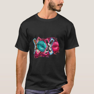 T-shirt Western Xoxo Lip Cowhide Leopard Valentine's Day