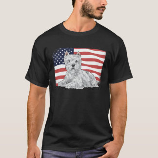T-shirt Westie American Flag West Highland White Terrier
