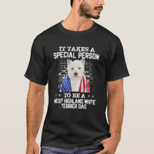 T-shirt Westie Dog Dad With Proud American Flag Dog Father