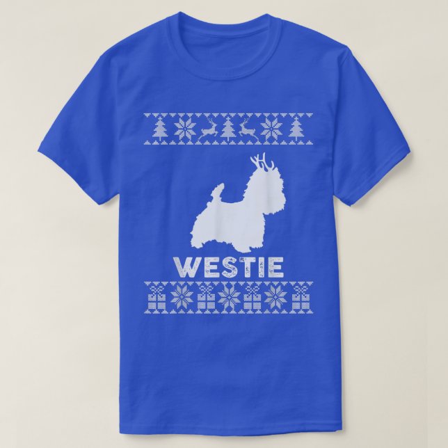 T-shirt Westie Dog Lover Christmas Reindeer Ugly Christmas (Design devant)