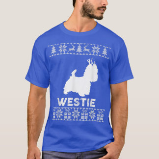 T-shirt Westie Dog Lover Christmas Reindeer Ugly Christmas