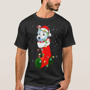 T-shirt Westie sapin de Noël Westie Santa Hat Lights Noël
