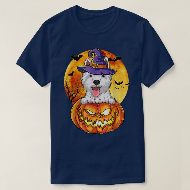 T-shirt Westie sorcière Citrouille Halloween Amoureux des  (Design devant)