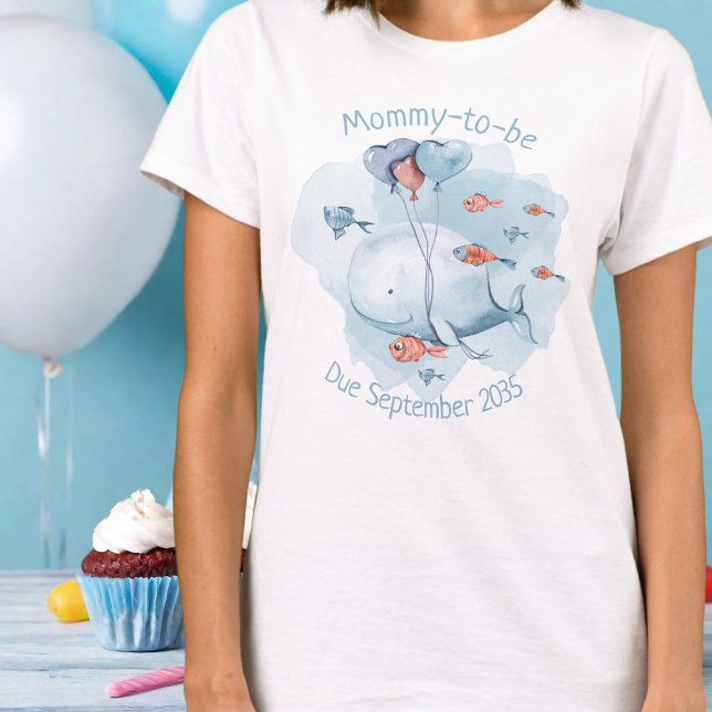 T-shirt Whale Baby shower Mommy à être personnalisé Date d (Whale Baby Shower Mommy To Be Custom Due Date T-Shirt
)