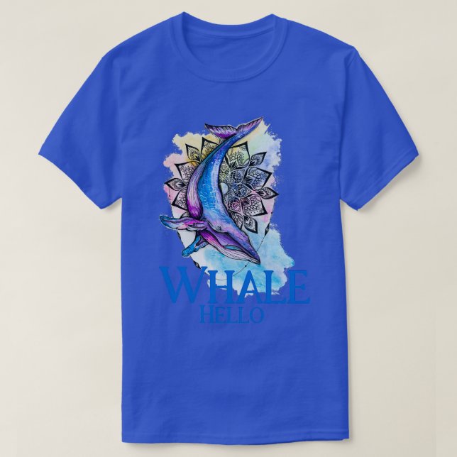 T-shirt Whale Hello Rainbow Mandala (Design devant)