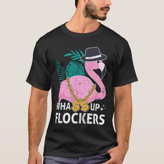 T-shirt Whassukers Été Flamant rose Gangster HipHop B (Devant)