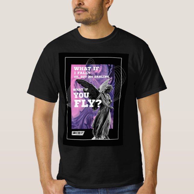 T-shirt What If You Fly Motivational Typography Tee (Devant)