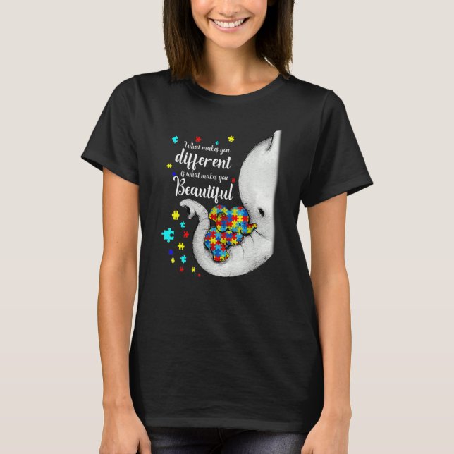 T-shirt What Makes You Different Elephant Mom Autism Child (Devant)