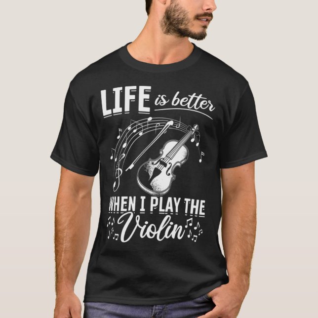 T-shirt When I Play The Violin Violin And Music Notes (Devant)
