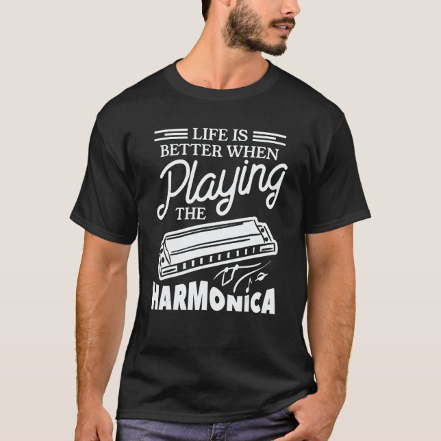 T-shirt When Playing The Harmonica Harmonicist (Devant)