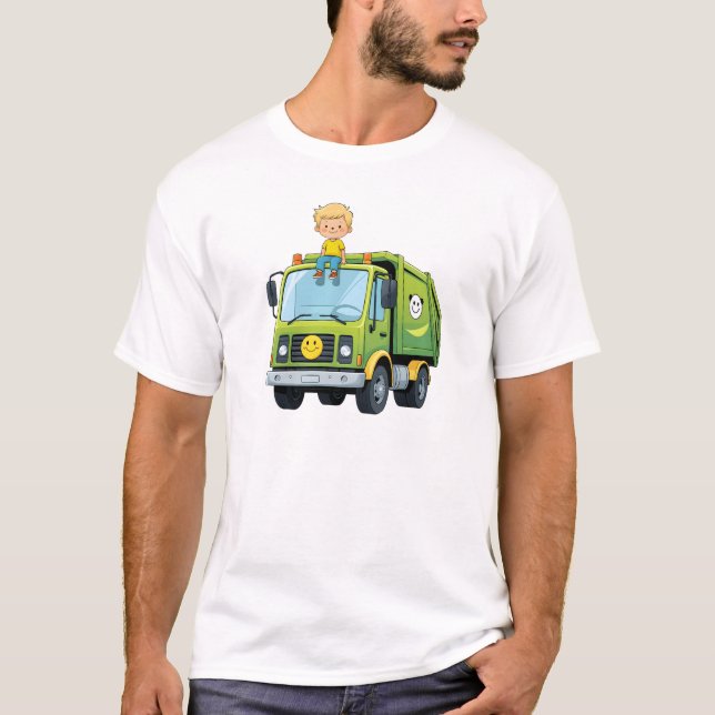 T-shirt Whesome Boy & Truck - Cosy Kids Cartoon Art (Devant)