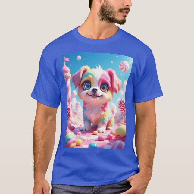 T-shirt Whimsical Candy Dog funny friends (Devant)