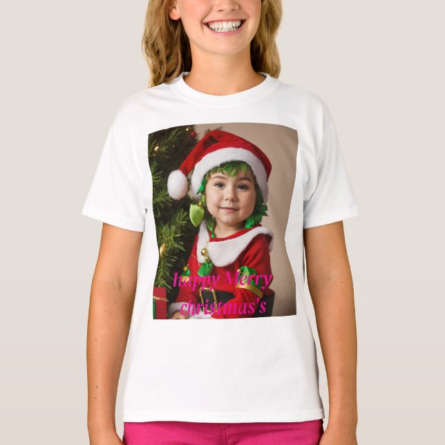 T-shirt Whimsical Christmas Watercolor sur noir (Devant)