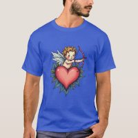 Whimsical Cupid Heart - Conception de tatouage Vin