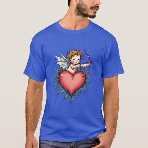 T-shirt Whimsical Cupid Heart - Conception de tatouage Vin