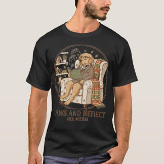 T-shirt Whimsical Golden Retriever Reading Book Design