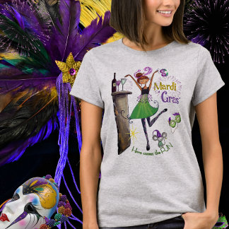 T-shirt Whimsical Mardi Gras Best Friend Shirt Green Dress