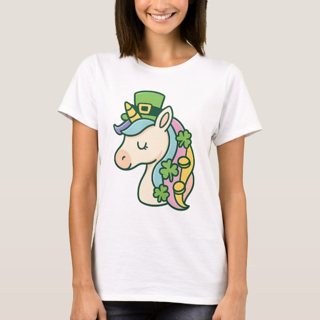 T-shirt Whimsical St. Patrick’s Day Unicorn (Devant)