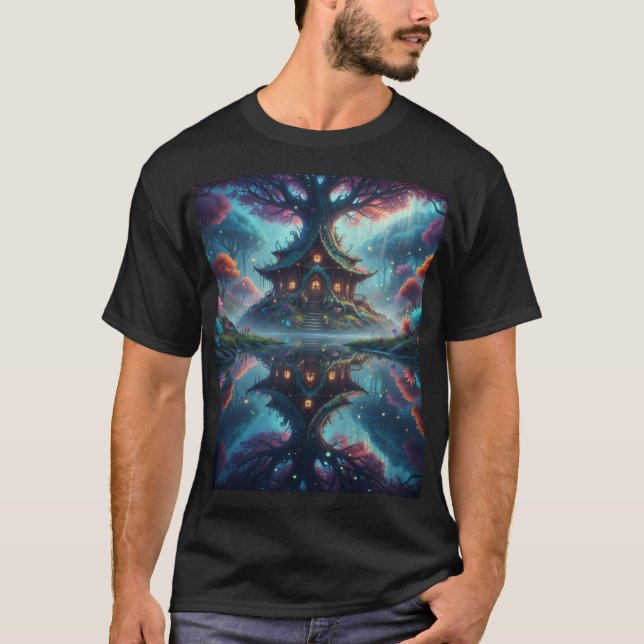 T-shirt Whimsical Treehouse Reflections (Devant)