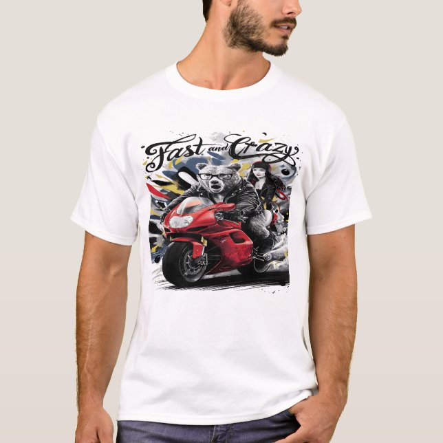 T-shirt Whimsical Yeti Bigfoot Biker Croisière À Travers W (Devant)