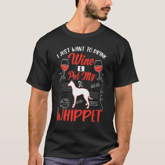 T-shirt Whippet And Wine (Devant)
