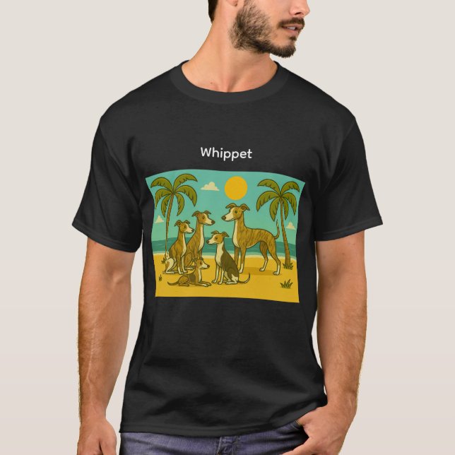 T-shirt Whippet Beach (Devant)