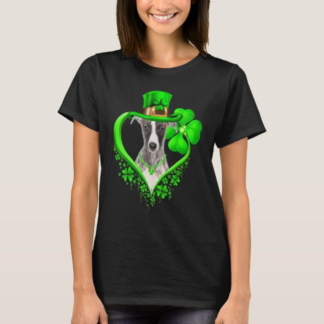 T-shirt Whippet Dog St Patricks Day Lover Irish Shamrock (Devant)